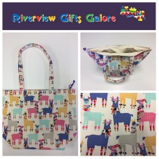 Large Tote Bag With Zip - Llamas Cream Large Tote Bag With Zip - Llamas Cream